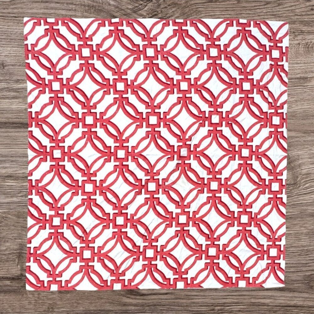 Brunschwig & Fil 54" x 54"  Salvy Print Fabric Ruby Red Geometric Summer Palace
